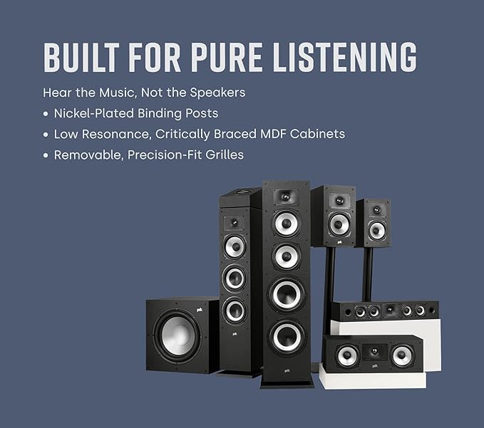 Polk Monitor XT60 Tower Speaker - Hi-Res Audio Certified, Dolby Atmos, DTS:X & Auro 3D Compatible, 1" Tweeter, 6.5" Dynamically Balanced Woofer, (2) 6.5" Passive Radiators (Single, Midnight Black)