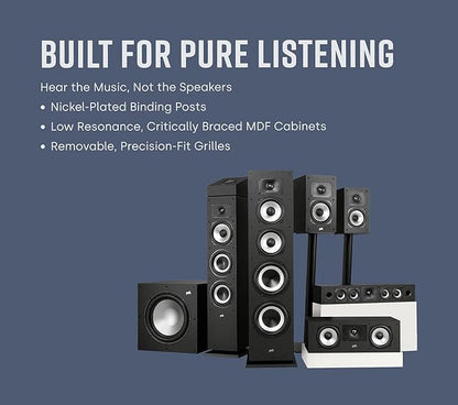 Polk Monitor XT90 Hi-Res Height Speaker Pair for 3D Sound Effect - Dolby Atmos-Certified, DTS:X and DTS Virtual:X Compatible 4" Dynamically Balanced Woofer, Midnight Black