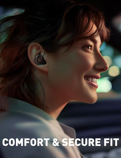 in Ear Monitors Headphones, HiFi Wired Earbuds with Noise Isolating, Type-C with Microphone Earphone, IEM Headset with Detachable Recessed 2Pin Cable for Gaming, Musicians, Singer