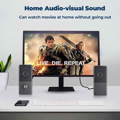 ROSON Computer Speaker, Compact Size Speaker with Headphone Jack, Enhanced Bass and Volume Control, Stereo 2.0 USB Powered 3.5mm Aux Multimedia Speakers for Laptop/Desktop/Tablets/Phone