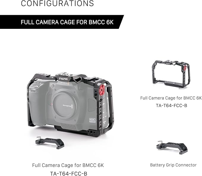 Tilta Camera Cage for BMCC 6K | Compatible with Black Magic Design Cinema Camera 6K Cold Shoe/Arri Rosette/NATO Rail | (Full Camera Cage)