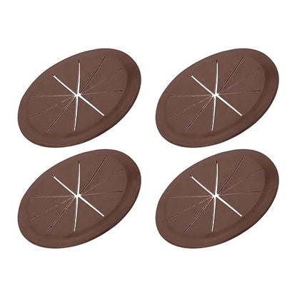 PATIKIL Desk Grommet 3-3/16", 4 Pcs Round Cable Grommet Cord Hole Cover with Adhesive Tape Flexible Table Wire Organizer for Office Home Table Countertop, Deep Brown