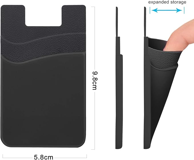 SS Phone Card Holder, Phone Wallet Stick On Silicion Card Holder for Back of Phone Credit Card Suitable for iPhone Samsung Galaxy Any Smartphone (8 Pack)