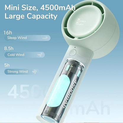 JISULIFE Mini Portable Fan-Bladeless Safe Design, Powerful Turbo Handheld Fan with 5 Speeds, 16Hrs Max Cooling Time，USB Rechargeable, Small Pocket for Travel/Lash, Gifts For Girls/Women