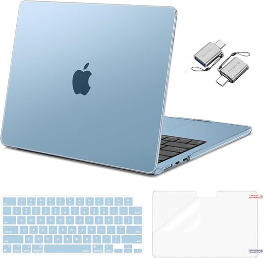 MOSISO Compatible with MacBook Air 13 inch Case M5 2026 M4 2025 M3 M2 2024-2022 A3449 A3240 A3113 A2681, Hard Shell&Keyboard Cover&Screen Film&Type C for MacBook Air 13.6 inch Case, Sky Blue