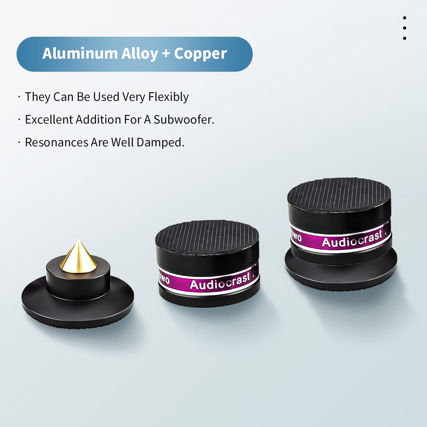 HiFi Speaker Spikes IF03B by Audiocrast, Speaker Vibration Dampener Stand Feet Pads Shock Absorber Isolation Pucks, Speaker Resonance Reducer with Non-Slip Mat for Turntable Amp CD DAC Recorder