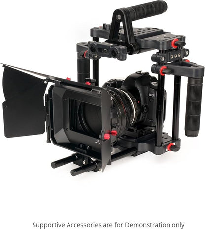 Power DSLR Camera Cage with MB-600 Matte Box Combo Kit. 4x4 Filter Holders, Lenses up to 95mm Diameter, Supports 15mm Rods. for DSLR/DSLM Handheld Camera. (FC-CTH-01)