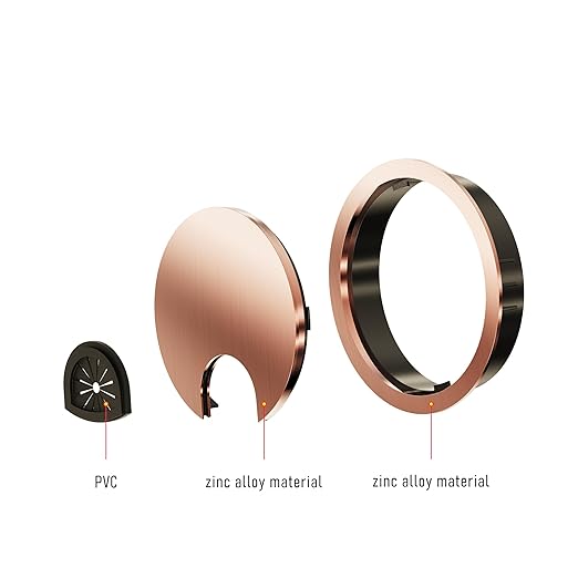 2 Pack Desk Grommet 2-1/8 Inch 53mm, Zinc Alloy Computer Desk Wire Hole Cover, Office Desktop Cord Cable Hole Metal Ring, Red Bronze