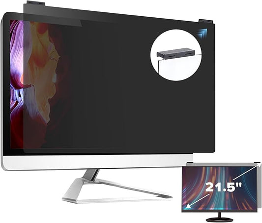 Verponity Computer Privacy Screen Filter 21.5 Inch, 9H Hardness Hanging Computer Screen Privacy Shield Compatible with 16:9 Widescreen Monitor, Eye Protection and Blue Light Blocks