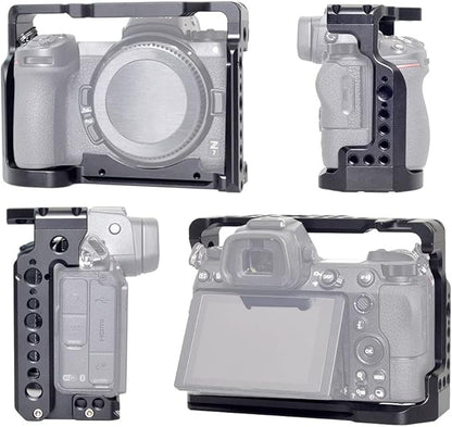 Z5 Z6 Z7 Cage, Hersmay Camera Cage with Top Handle for Nikon Z5/ Z6/ Z7/ Z6II/ Z7II Mirrorless Camera with Cold Shoe,ARRI Handle Locating Holes,Multiple 1/4" 3/8" Screw Holes