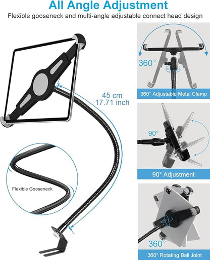 Gooseneck Car/Truck Seat Rail Tablet Holder Mount for 9.5"-14.5" iPad, Heavy Duty Car Floor Bolt Tablet Mount for iPad Pro 11, 12.9/Air, Galaxy Tabs, Surface Pro/Go, Tablets, Other 13" Devices