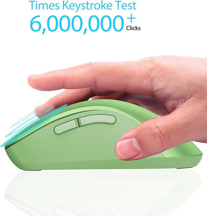 memzuoix 2.4G Wireless Mouse, 1400 DPI Mobile Optical Cordless Mouse with USB Receiver, Portable Computer Mice for Laptop, PC, Desktop, MacBook, 5 Buttons (Mint Green)