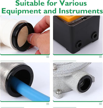 225 Pcs 8 Sizes Cable Snap-in Knockout Insulating Bushing Grommets Assortment Kit, 5/16, 3/8, 1/2, 5/8, 11/16, 3/4, 7/8, 1 Black Nylon Plastic Hole Grommets for Wiring, Cord Hose & Tubing