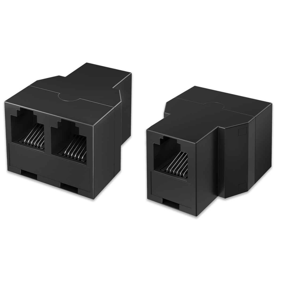 Uvital RJ12 6P6C 1 Female to 2 Female Phone Line Splitters, Black 2 Pack