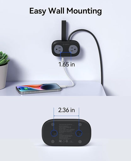 ORICO Travel Power Strip PD20W with 4 AC Outlets 3 USB Ports (1 USB-C), 4FT Flat Plug Extension Cord, Compact Portable Design for Business Travel, Cruise Ship Essentials-AP3
