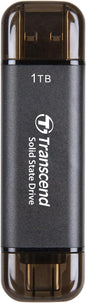 Transcend 1TB External SSD, Up to 1,050MB/s, Dual USB Hard Drive for Tesla, iPhone15,16&iPad&Mac, Steam Deck/ROG Ally/MSI Claw/Windows/Android/PS5/Smart TV, 2-in-1 Type C &A, USB 3.2 Gen2 Portable SSD