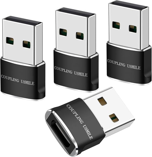 COUPLING USMILE USB to USB C Adapter 4 Packs for iPhone Fast Charging, Transfer and Type C OTG Convert. USBC to A Compatible with iPhone 17/16/15 Plus Pro Max,iPad Pro Air 7/6/5 Almost USB Devices