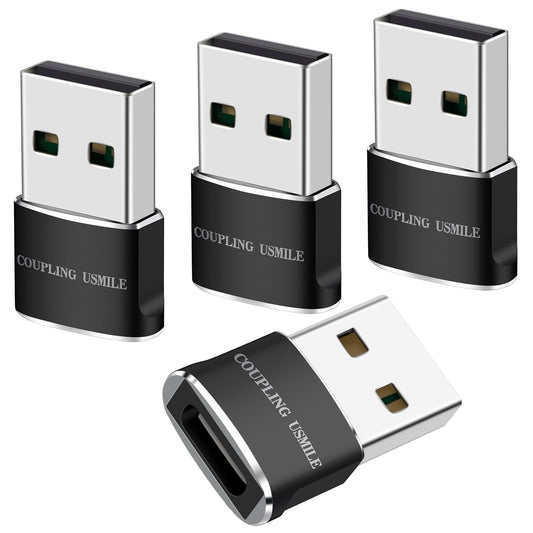 COUPLING USMILE USB to USB C Adapter 4 Packs for iPhone Fast Charging, Transfer and Type C OTG Convert. USBC to A Compatible with iPhone 17/16/15 Plus Pro Max,iPad Pro Air 7/6/5 Almost USB Devices