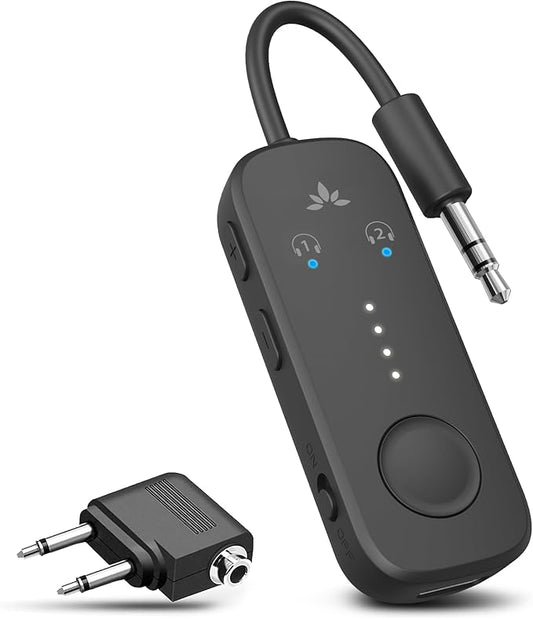 Avantree Relay - Airplane Bluetooth Adapter for 2 AirPods or Headphones