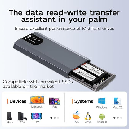 MAIWO Dual-Bay M.2 SSD Enclosure Cloner for NVMe & SATA, USB3.2 GEN2X2 10Gbps M.2 Offline Duplicator Supports SATA to NVMe and NVMe to SATA, Dual M.2 Enclosure for SSDs Sizes 2230/2242/2260/2280