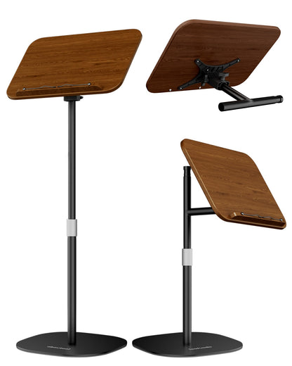 aboutool 2 in 1 Dual-use Floor Book Stand & Desktop Book Stand,Height Adjustable from 33-63in, Adjustable Book Holder with Elastic Page Clips for Music Scores, Recipe, Tablet, Laptop