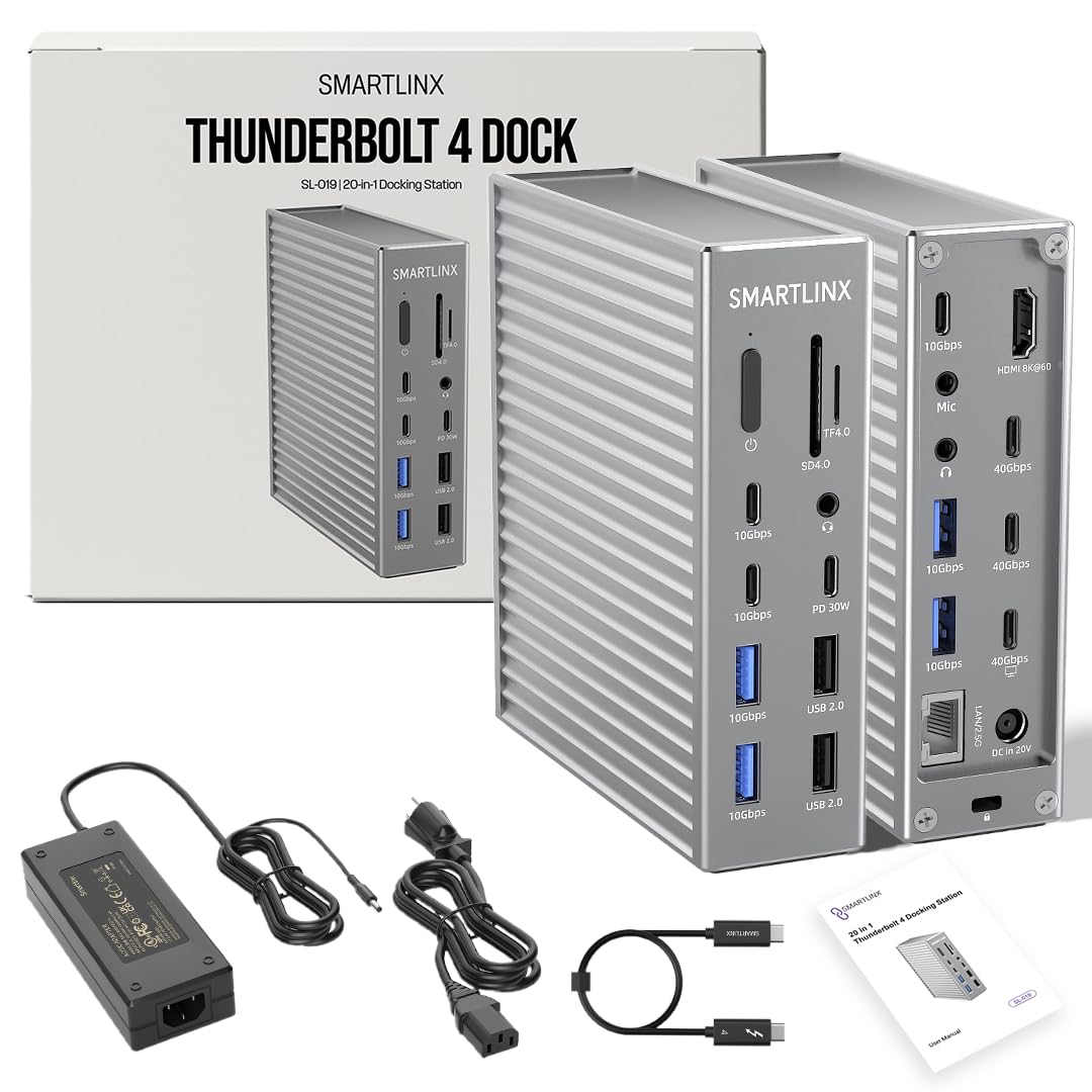 Thunderbolt 4 Docking Station Dual Monitor 21-in-1 USB-C Dock, 150W