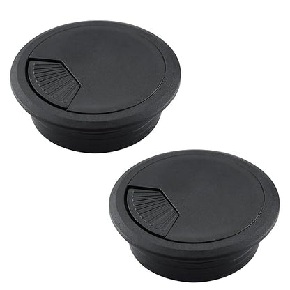 2 Pcs Desk Grommet 2-1/16" / 53 mm, Desk Cord Hole Cover, Cable Grommet ABS Plastic, Desk Hole Grommet for Home & Office Pc, Detachable Adjustable Cable Cord Organizer-Black