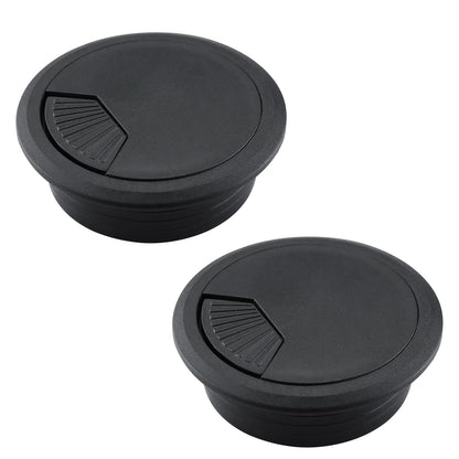 EASYEAH 2 Pcs Desk Grommet 2-1/16" / 53 mm, Desk Cord Hole Cover, Cable Grommet ABS Plastic, Desk Hole Grommet for Home & Office Pc, Detachable Adjustable Cable Cord Organizer-Black