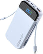 Portable Charger Power Bank 32000mAh with Built in Cables, PD3.0 USB C Fast Phone Charger, 5 Outputs LCD Display Travel Battery Pack Compatible with iPhone, Samsung All Cell Phones (Blue)