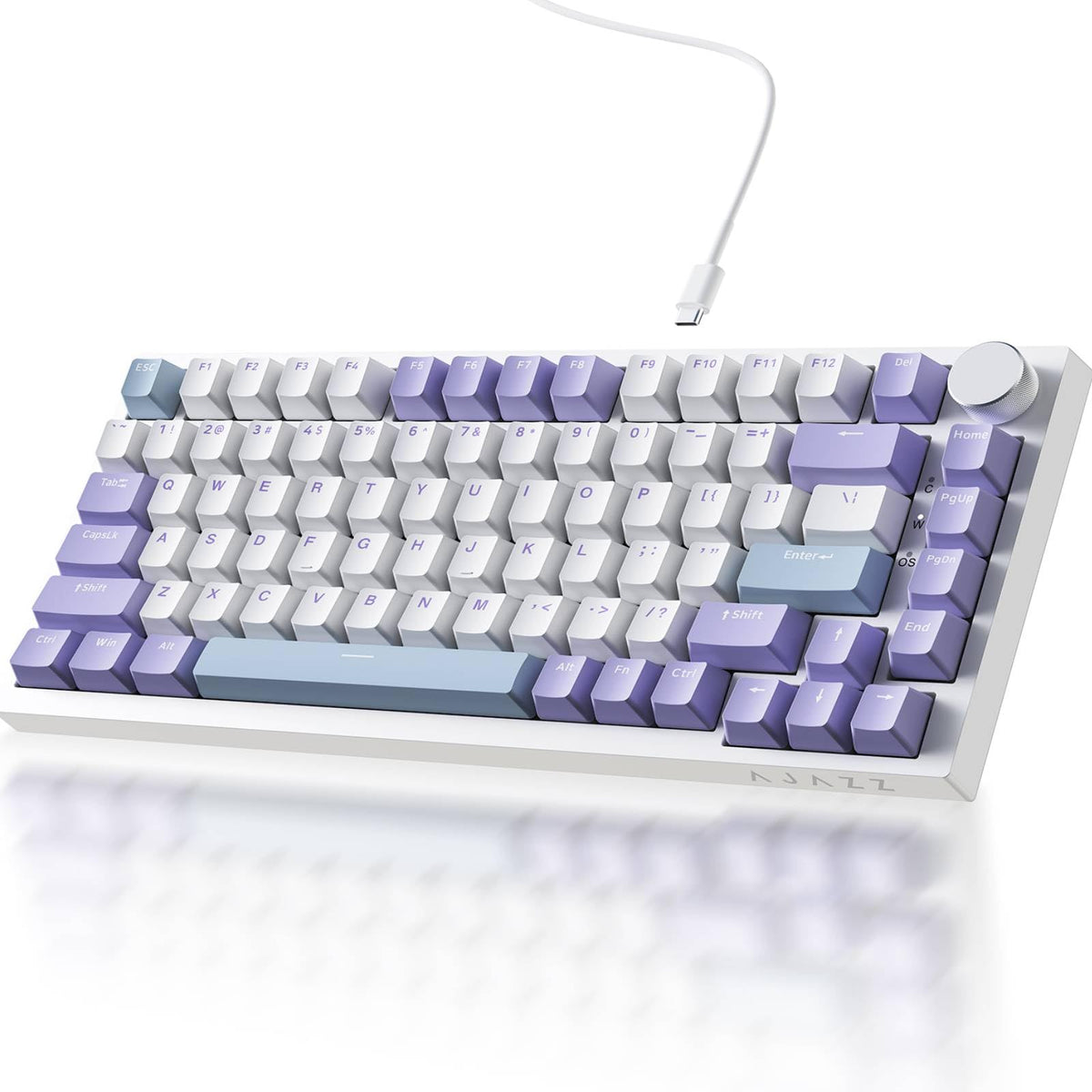 Ajazz AK820 TKL 75% Hot Swappable Mechanical Keyboard with Volume Knob, Gasket Mount Wired Gaming Keyboard, Pre-lubed Linear Switch, South-Facing RGB, PBT Keycaps