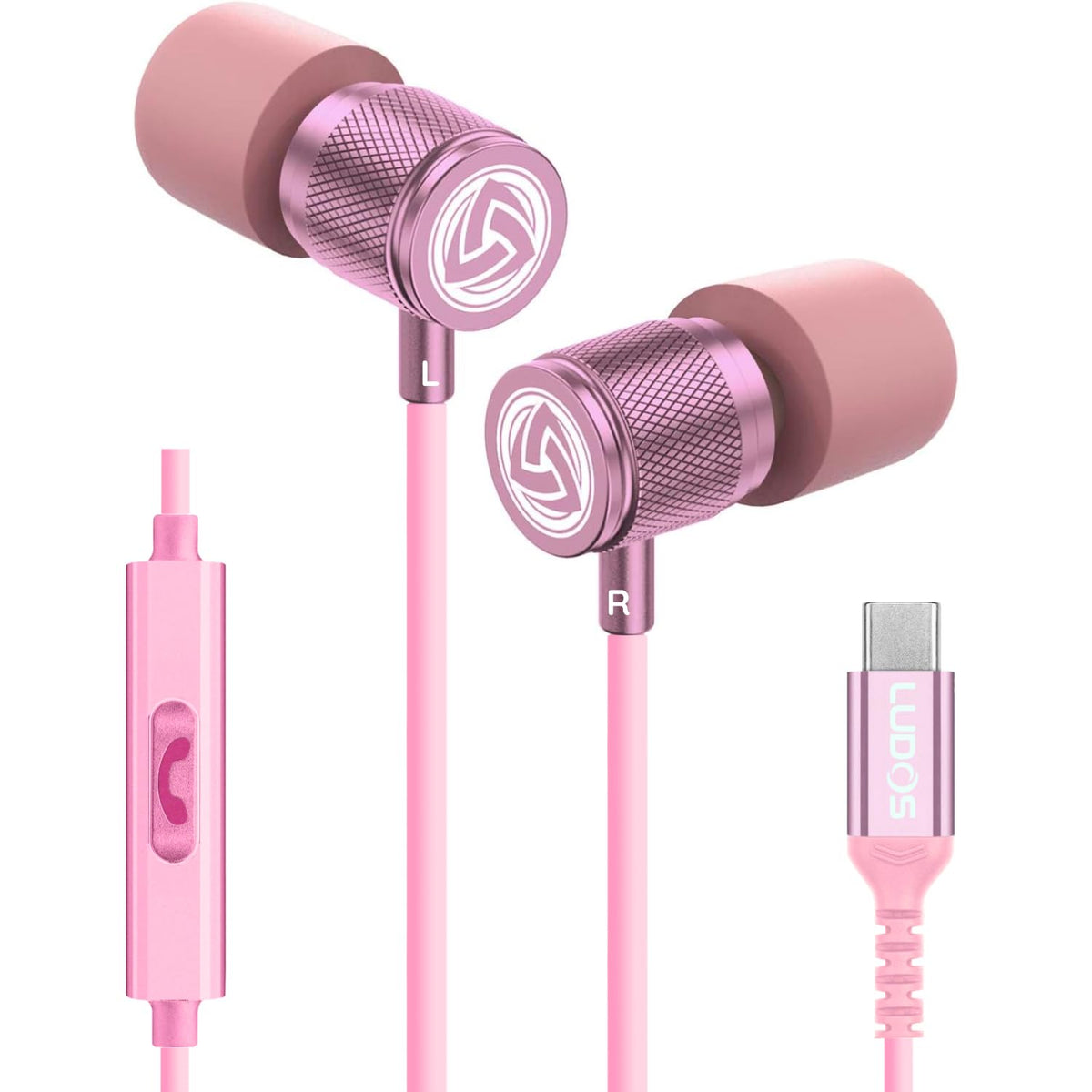LUDOS Ultra Wired Earbuds in-Ear Headphones, 5 Years Warranty, Earphones with Mic, Noise Isolating Ear Buds, Memory Foam for iPhone, Samsung, School Students, Kids, Women, Small Ears - Turquoise