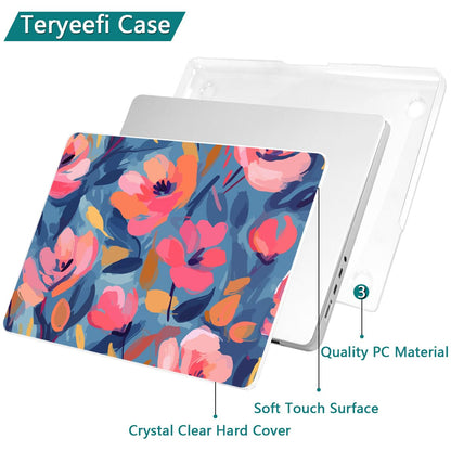 Teryeefi for M4 M5 MacBook Pro 14 inch Case 2025 2024 2023 2021 (M3 A2918 A2992 M2 A2779 M1 A2442 Pro/Max), Laptop Hard Shell Cover + Keyboard Cover for 14 inch Mac Pro, Abstract Pink Flower