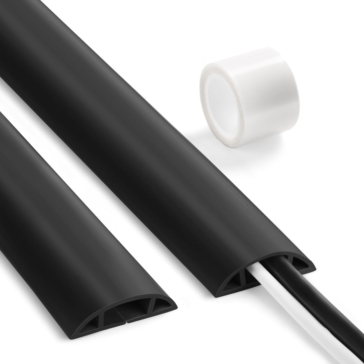 LZEOY 4ft Cord Cover for Wires on Floor, Grey Extension Cable Management, Hide Electrical Hider Protector, Cable Cavity: 0.78" W x 0.32" H