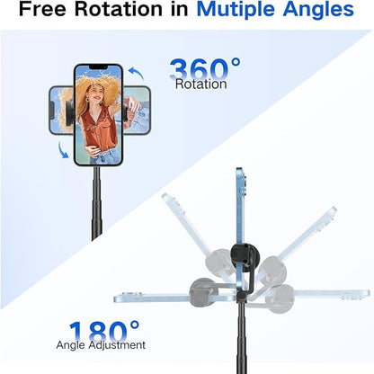 62 inch Automatic Tripod for iPhone, Auto-Open Phone Tripod Stand with Magnetic Smart Remote,Selfie Stick Remote Cell Phone Zoom Lens Size,Travel Selfie Stick for iPhone/Android