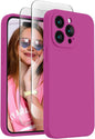 FireNova Designed for iPhone 15 Pro Max Case, Silicone Upgraded [Camera Protection] Phone Case with [2 Screen Protectors], Soft Anti-Scratch Microfiber Lining Inside, 6.7 inch, Shocking Pink