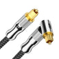 EMK Premium 24K Gold-Plated Right Angle Optical Cable – 90° Toslink to Toslink (2.4M/8Ft), 360° Rotatable for Soundbars, TVs & Home Theater