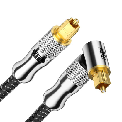 EMK Premium 24K Gold-Plated Right Angle Optical Cable – 90° Toslink to Toslink (7M/22Ft), 360° Rotatable for Soundbars, TVs & Home Theater