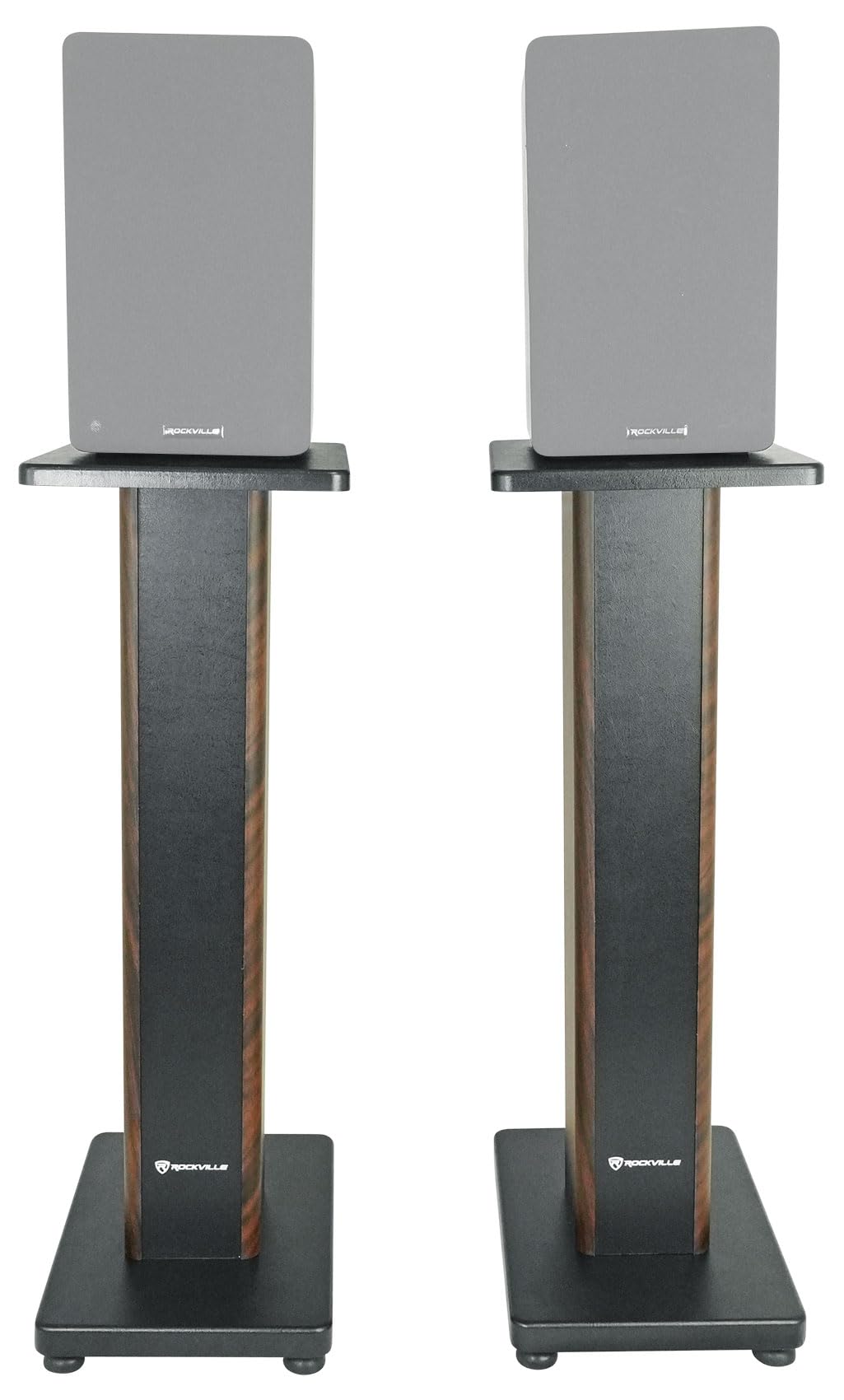 Rockville RHT28D Pair 28" Bookshelf Home Theater Speaker Stands, Dark Wood