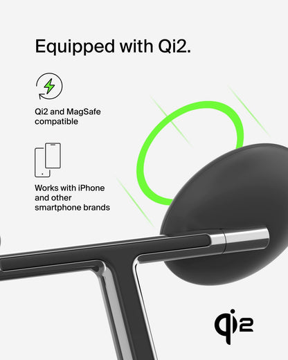 Belkin Qi2 15W Magnetic Wireless Charging Stand, 3 in 1 Fast Charger