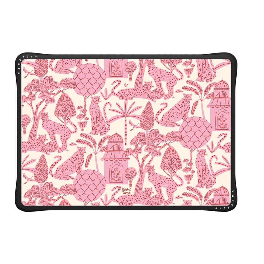 CASETiFY Impact MacBook Air 13.6" (M2-M5) Case [Cushioned Impact Corners/Scratch-Resistant/Anti-Slip Grip] - Cheetah Paradise - Clear Black