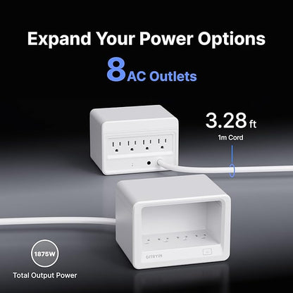 Gitryin 1 Lightning Retractable Wall Charger and 12-in-1 Desktop Charging Station with 4 Type-C Retractable Wall Chargers