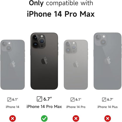 SURITCH for iPhone 14 Pro Max Case with Magnetic Camera Slide Cover and Adjustable Kickstand, Compatible with MagSafe, Shockproof Bumper Case Slim Protective Cover 6.7 Inch, Dark Purple