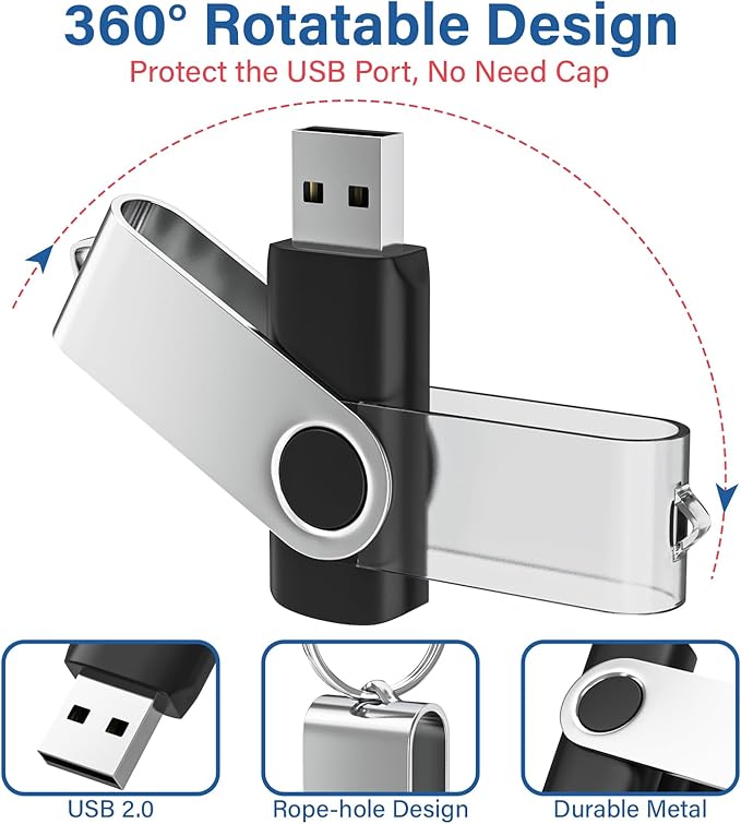 Flash Drives 4GB 10 Pack, Wooolken USB 2.0 Thumb Drives with Keychains Memory Stick USB Drive Pendrive for PC Laptop Computer (Mixcolors)