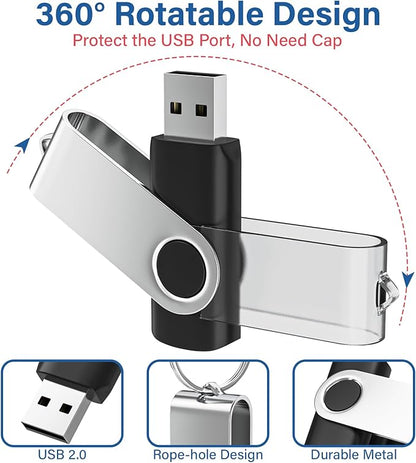 Flash Drives 4GB 10 Pack, Wooolken USB 2.0 Thumb Drives with Keychains Memory Stick USB Drive Pendrive for PC Laptop Computer (Mixcolors)