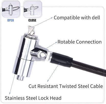 I3C Laptop Cable Lock Hardware Security Cable Lock Anti Theft 6.7FT Cable Lock Compatible with Laptop Anti-Theft Security Locking Cable Compatible for Wedge Type Slot(6 * 2.5mm)