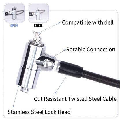 I3C Laptop Cable Lock Hardware Security Cable Lock Anti Theft 6.7FT Cable Lock Compatible with Laptop Anti-Theft Security Locking Cable Compatible for Wedge Type Slot(6 * 2.5mm)