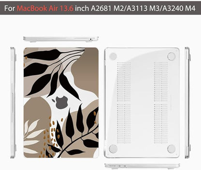 Teryeefi for MacBook Air 13.6 inch Case M2 M3 2022 2023 2024 A2681 A3113, Plastic Hard Shell with Screen Protector & Keyboard Cover & USB 3.0 Adapter for MacBook Air 13 inch, Abstract Tropical Leaves