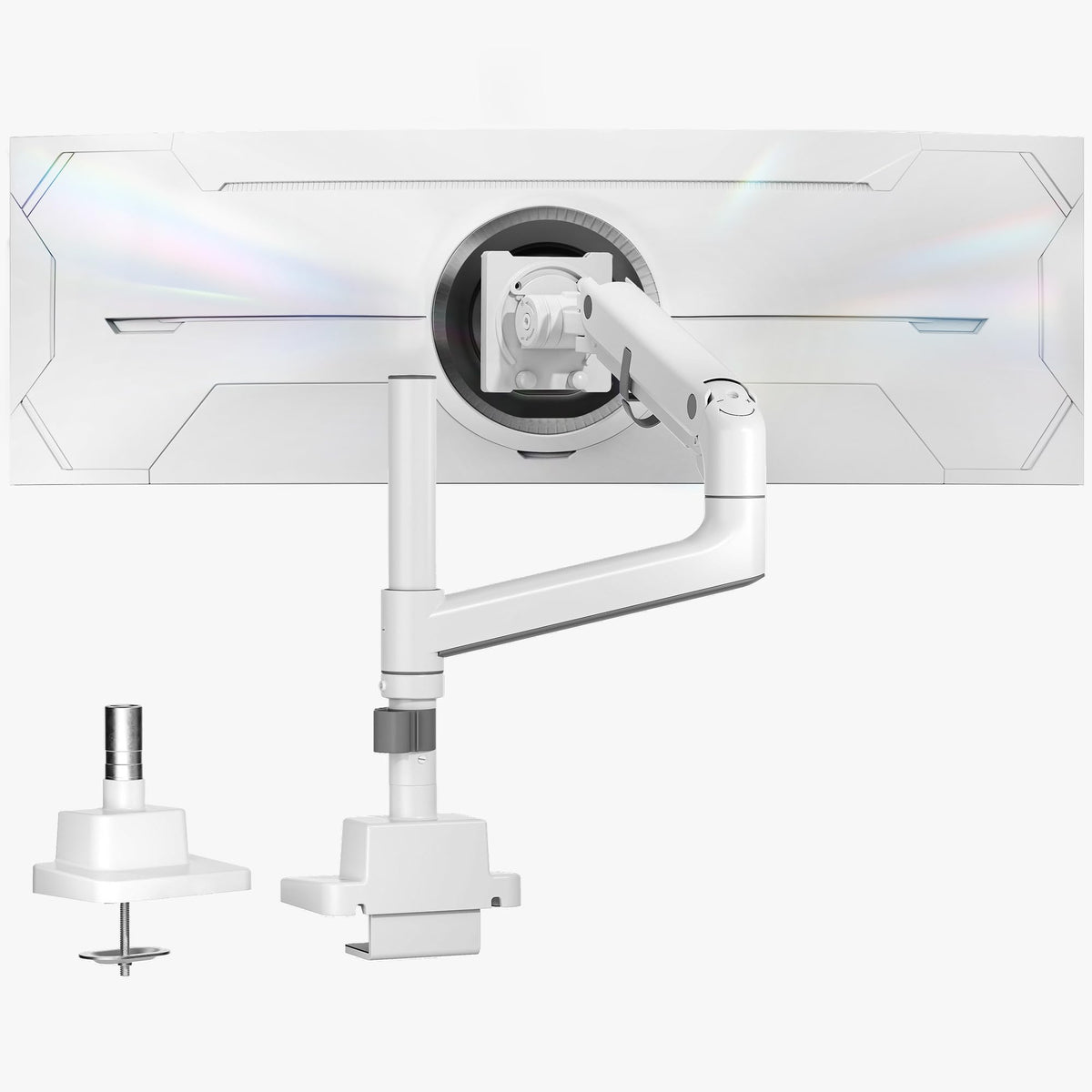 monTEK Ultrawide Monitor Arm Max 57",Height Adjustable 8.1"-25.5",White