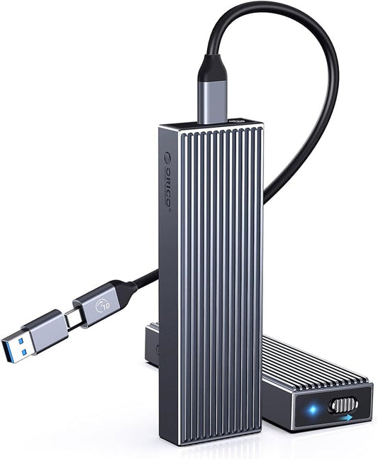 ORICO M.2 NVMe SSD Enclosure Aluminum Tool-Free Adapter, 10Gbps USB3.2 USB-C M2 Reader for M.2 PCIe NVMe M-Key 2230/2242/2260/2280 SSD, Thunderbolt 3 Compatible, External Case Support UASP Trim-BM2G2