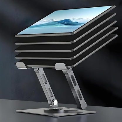 GuaziV 360° Rotating Tablet Stand - Adjustable iPad Tablet Holder for Desk, Foldable iPad Swivel Stand for Home & Office (Argent Silver)